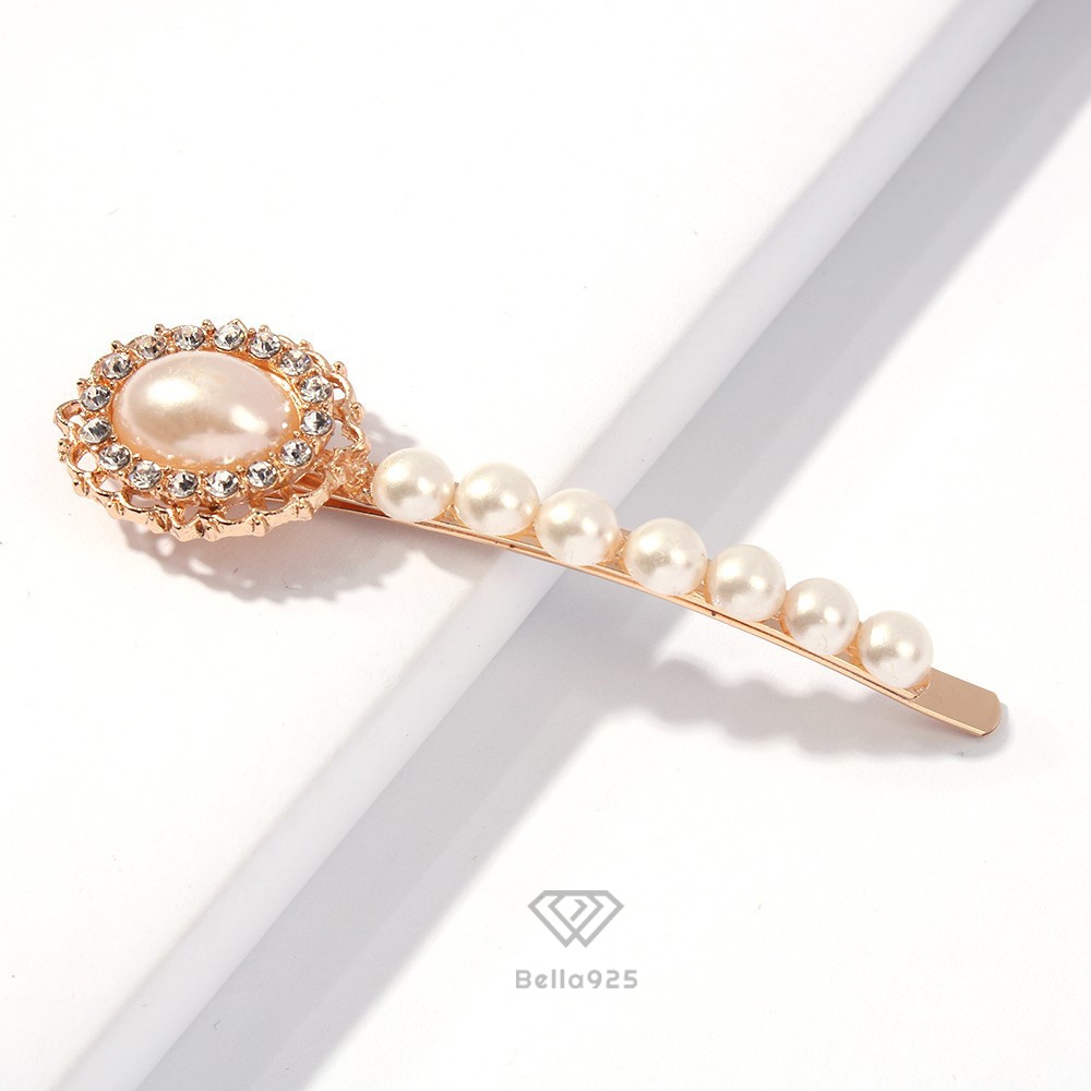 Kẹp tóc Bella 925 cài tóc đính đá mặt cười, vòng tròn dễ thương