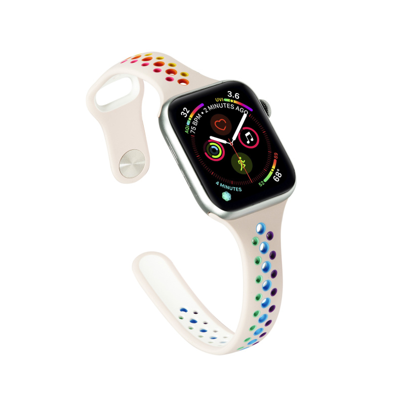 NIKE Dây Đeo Silicone Họa Tiết Sọc Cầu Vồng Cho Đồng Hồ Thông Minh Apple Watch 3 4 5 6 38 / 40mm 42 / 44mm