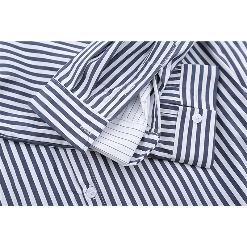 Áo sơ mi tay dài kẻ sọc thêu chữ ITEM AMI phong cách đường phố cho nam và nữ