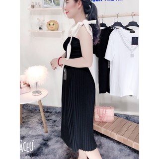 [ Sẵn video + Ảnh thật ] chân váy xếp ly dáng dài