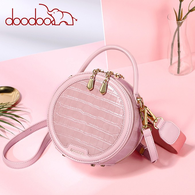 [Mã WABRBAGS giảm 20K đơn 99K] Túi đeo chéo DOODOO kiểu dáng tròn thời trang Hàn Quốc D8833