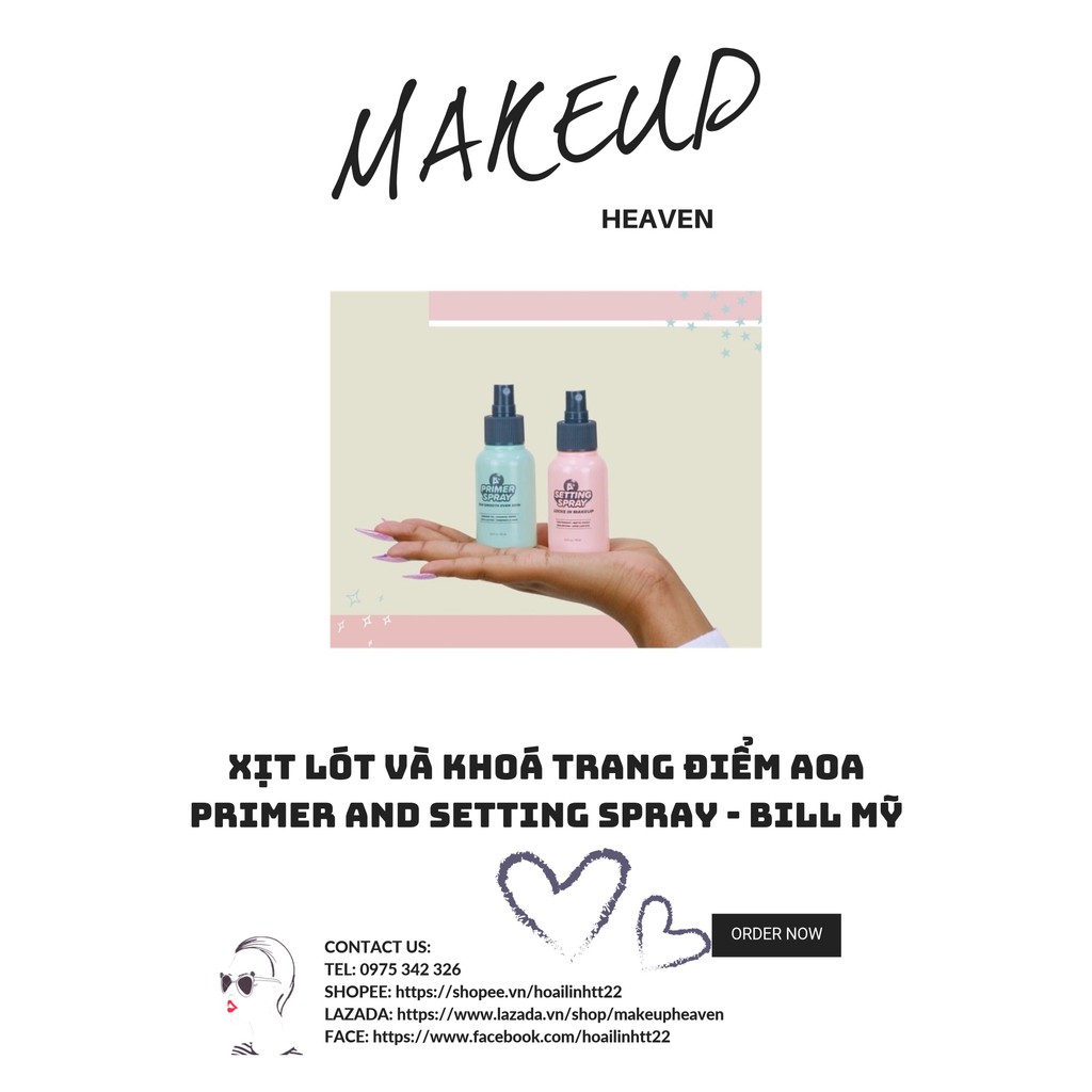 Xịt lót và khoá trang điểm AoA primer and setting spray