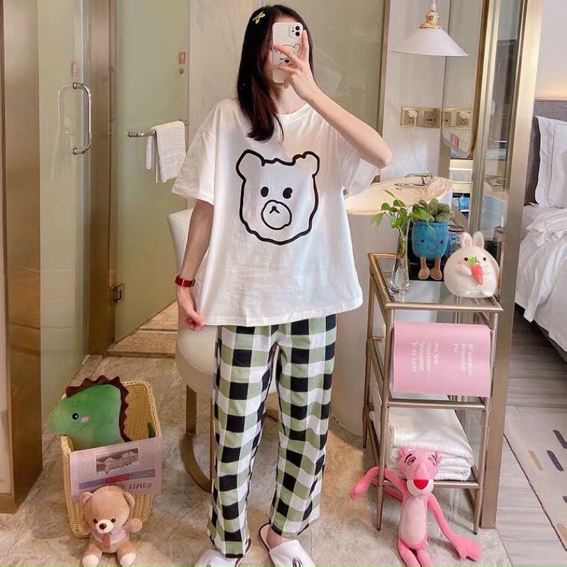 Đồ Bộ Mặc ở Nhà Bộ Đồ Ngủ Nữ Quần Dài Pijama Thun Lạnh Đẹp [CODE 45-48] Freesize Từ 45-55Kg - BB REAL