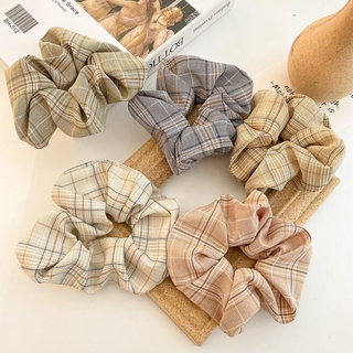 Thun cột tóc thiết kế co giãn họa tiết caro thời trang phong cách Hàn Quốc dành cho nữ