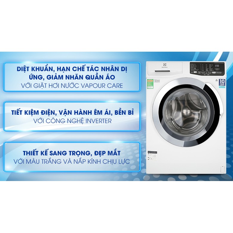 Máy giặt Electrolux Inverter 10 kg EWF1024BDWA, máy giặt electrolux, máy giặt 10kg, máy giặt giá rẻ.