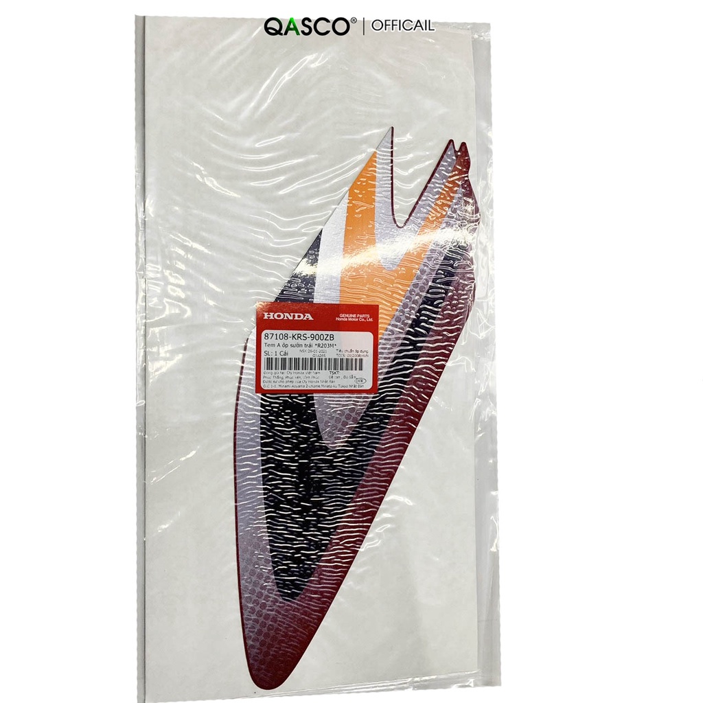 Tem A ốp sườn trái HONDA Wave Alpha 100 đời đầu màu R203M  QA(87108KRS900ZB) _( 7C 3P)