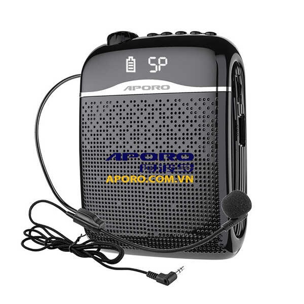 Máy trợ giảng Aporo T21, Loa Bluetooth 2.4G, Mic không dây gài tai (Đen, Đỏ)