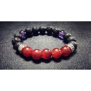 Vòng tay phong thuỷ đá Thiên Thạch & Mã Mão đỏ 8ly