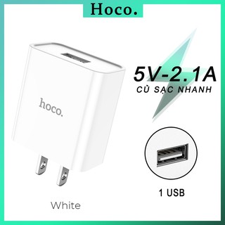 Củ sạc Hoco C81 2.1A cổng cốc sạc nhanh USB chất liệu PVC an toàn dành cho iPhone Samsung Huawei Xiaomi Oppo cục sạc