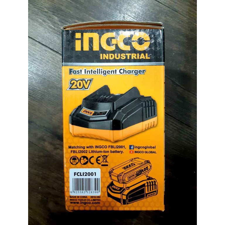 Bộ sạc pin nhanh 20V INGCO FCLI2001 Đế sạc nhanh công suất 50W sạc nhanh 2A.h/1h dùng được cho cả pin 4A.h và Pin TOTAL
