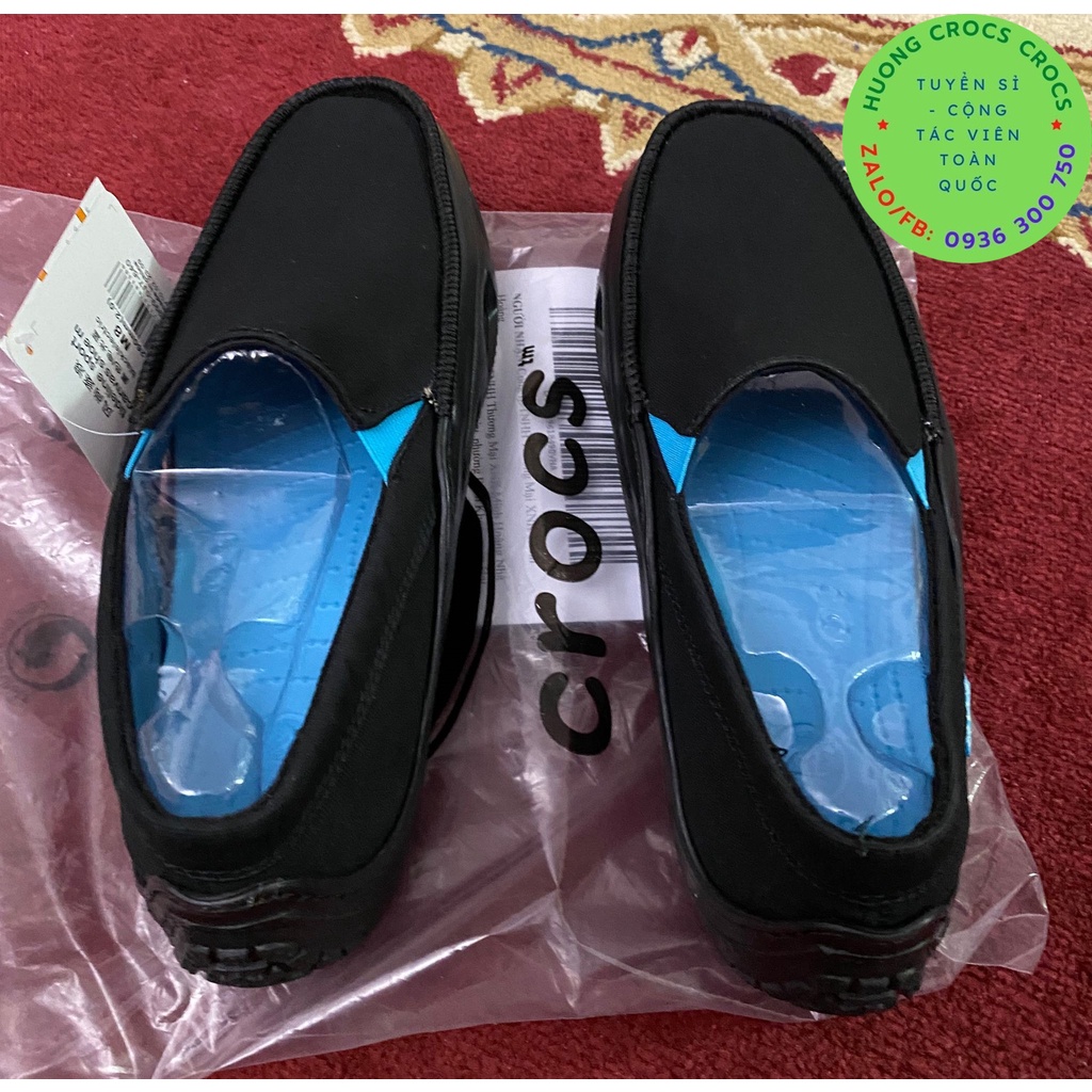 GIÀY LƯỜI CROCS VẢI THÔ TIDELINE CHO NAM MÀU ĐEN CHUẨN XỊN FULL BOX