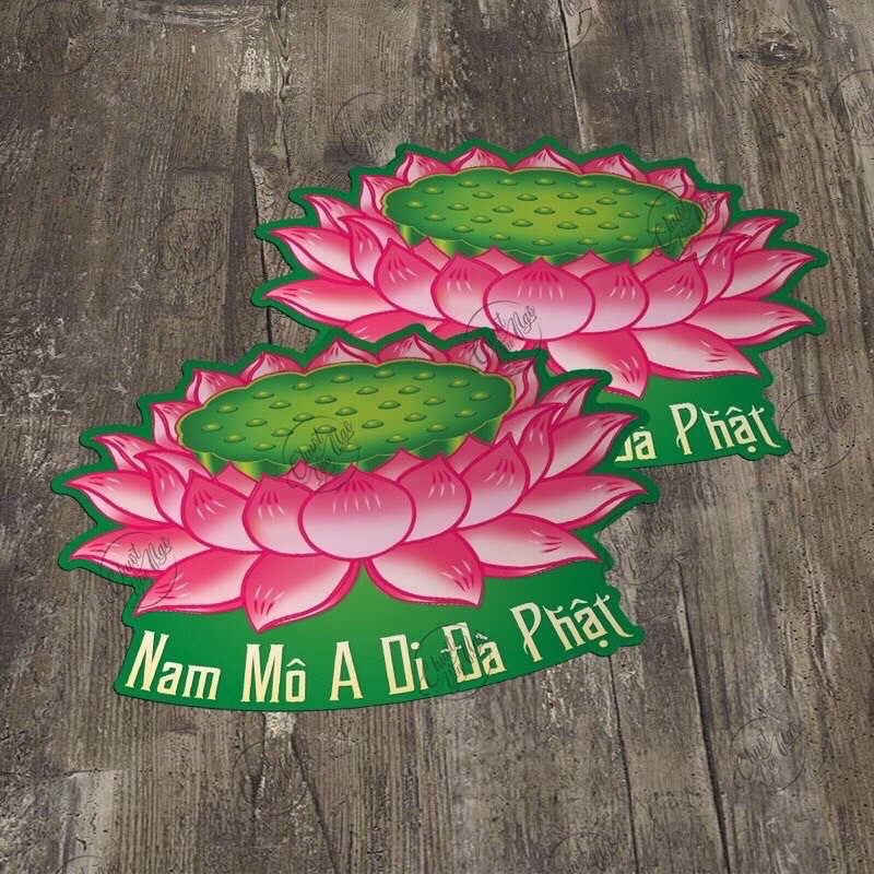 Combo 2 miếng Hoa Sen Phật kích thước lớn dán xe ôtô trang trí nhà của nhà cửa tủ lạnh, cầu may mắn bình an NT 98