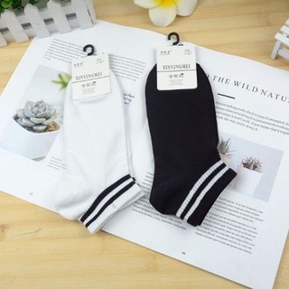 Tất hàn sọc kẻ 2 màu trắng đen