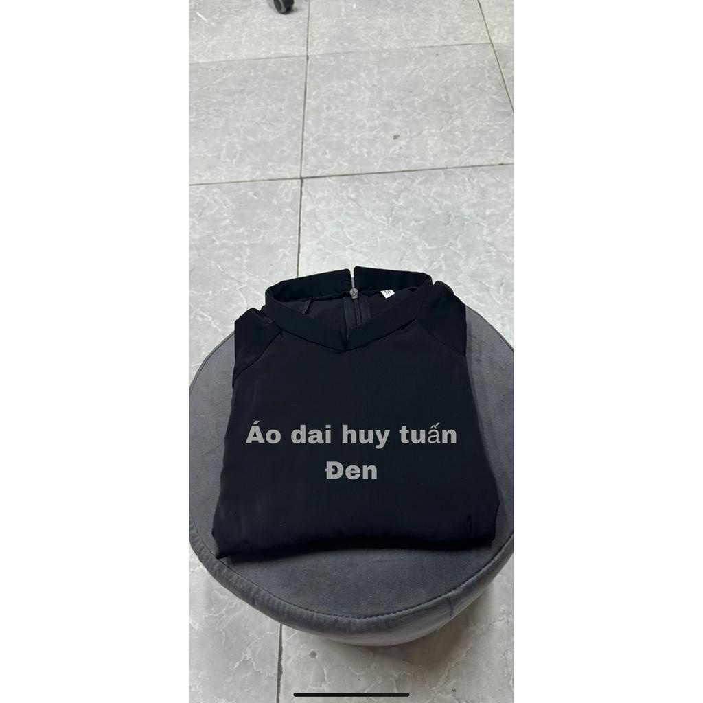 Bộ áo dài truyền thống lụa Mỹ  màu đen, cổ 2 phân , trơn ,