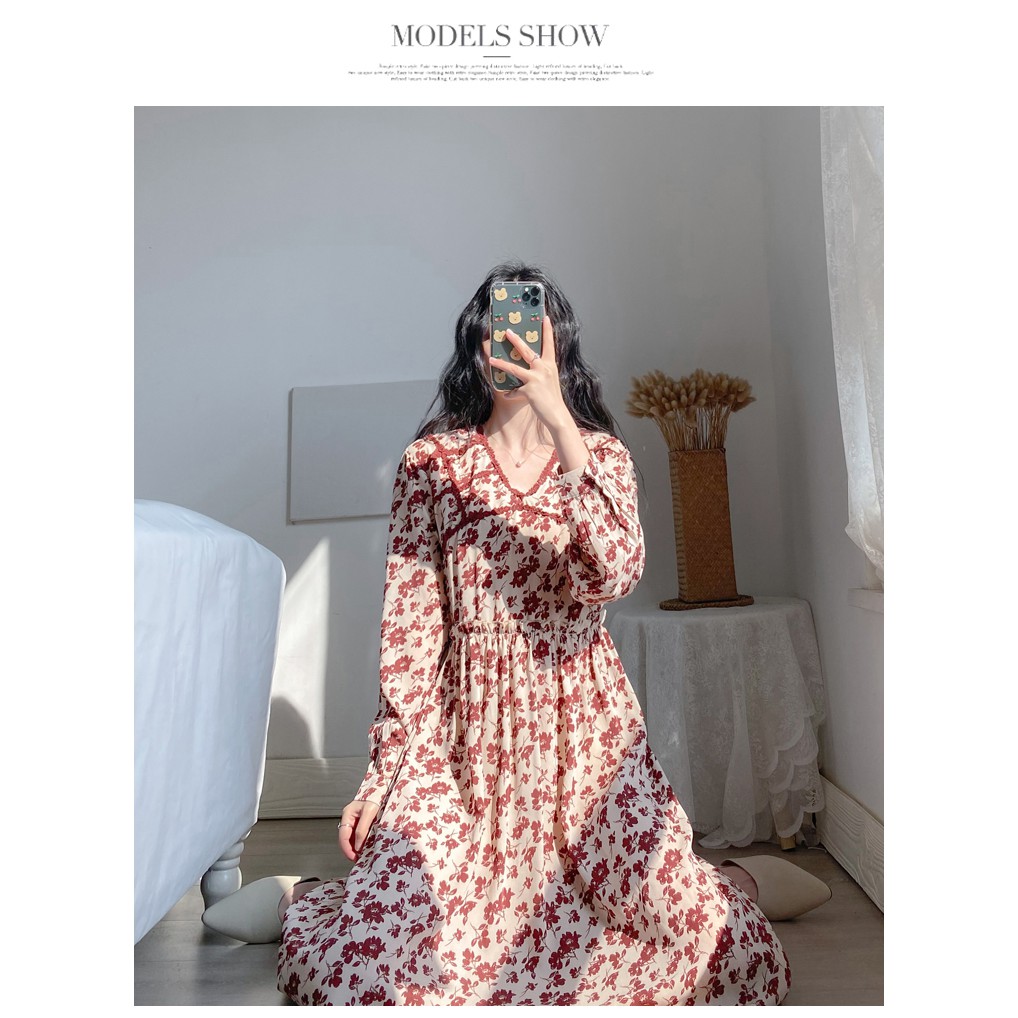 D92 - Đầm  Bigsize Hoa Vintage Tay Dài