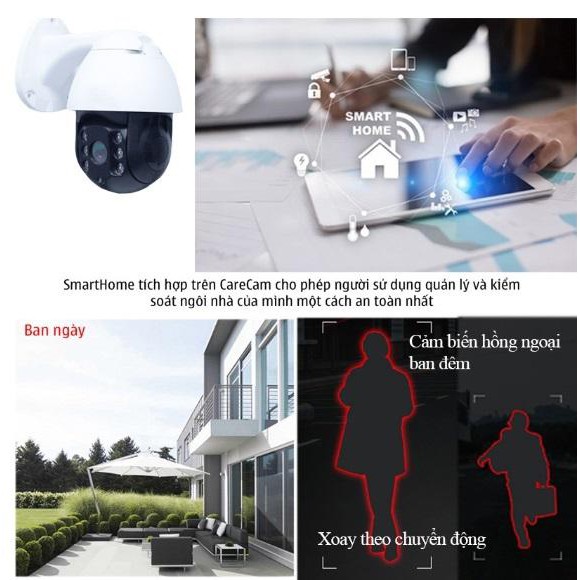 Camera IP Wifi CareCam 19HS200 FHD1080-2.0Mps Cảm Biến Hồng Ngoại, Theo Dõi Chuyển Động 2.0Mpx | BigBuy360 - bigbuy360.vn