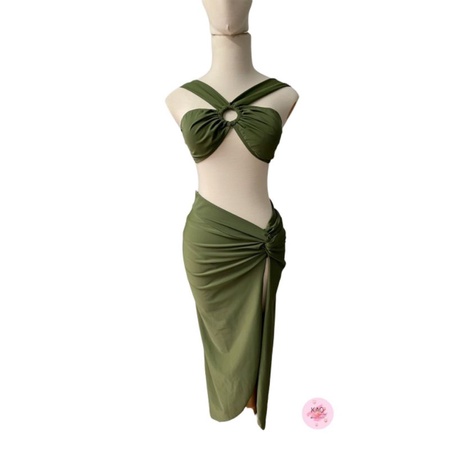 Set bikini nữ bộ bơi nữ set 3 món xanh bơ hoặc xanh rêu siêu sang chảnh EVA S3MXB
