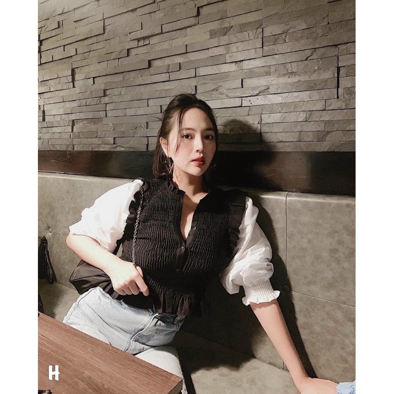 Áo nhún phối sơ mi