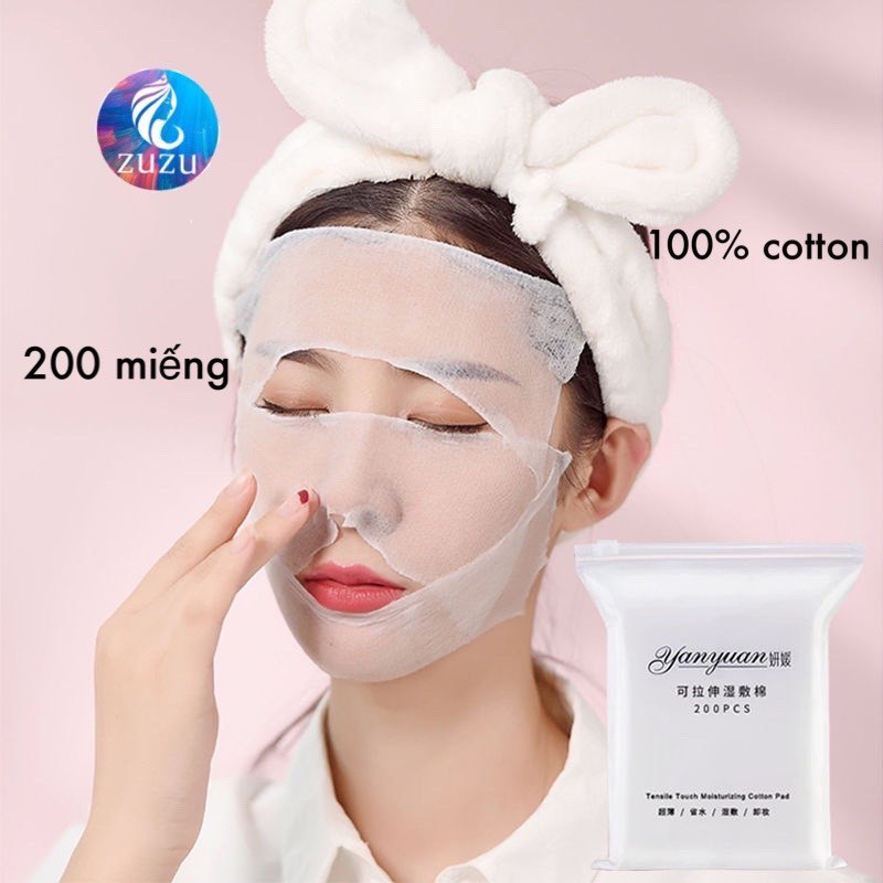 Bông tẩy trang 200 bông Đắp mặt nạ Lotion cotton pad mềm dai không bị ra xơ bông 100% cotton an toàn với làn da