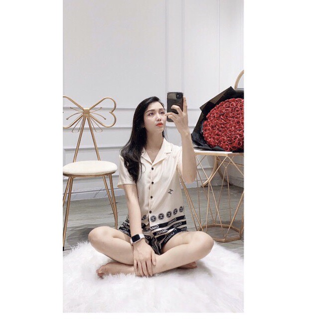 Đồ bộ pijama lụa satin phối chân nopi shop | BigBuy360 - bigbuy360.vn