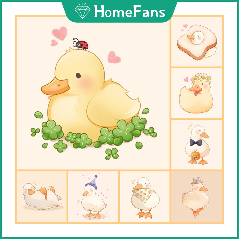 Bộ Tranh Đính Đá 5D Tự Làm Hình Vịt Con 30x30cm / 40x40cm / 50x50cm Trang Trí Nhà Cửa