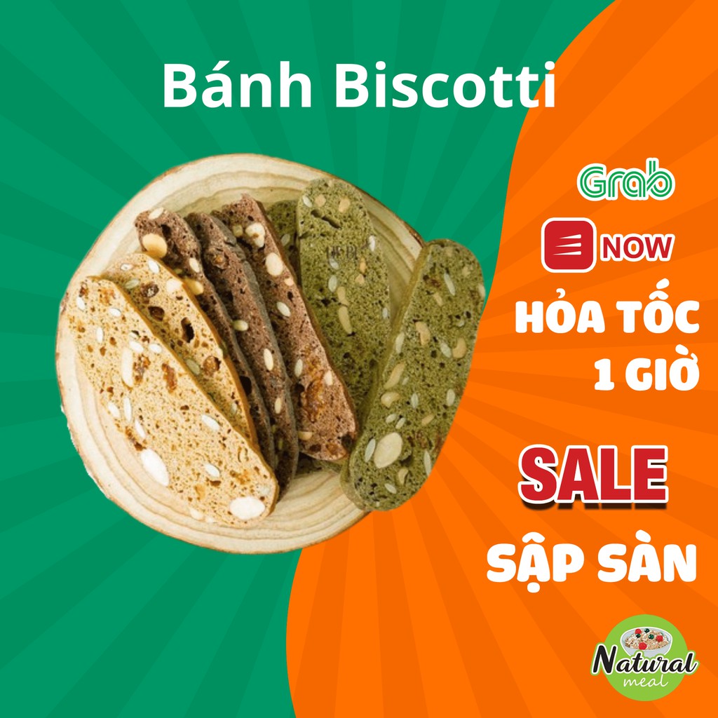 Bánh hạt dinh dưỡng Healthy ăn kiêng, giảm cân Biscotti Macha Chocolate Vani Mix vị Thơm Ngon 250gram - Natural Meal