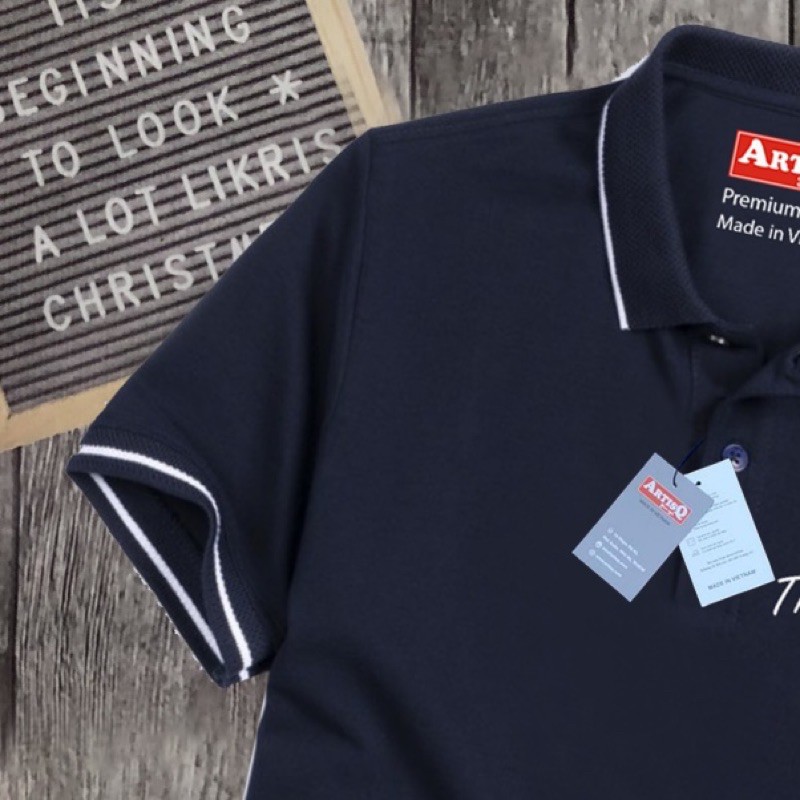 Áo Polo ArtisQ 80% cotton cá sấu thêu chữ sang trọng