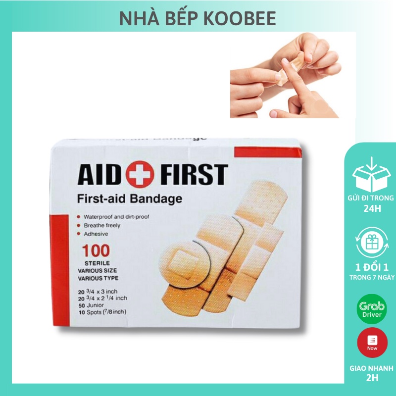 Hộp 100 miếng băng vết thương Urgo - Băng gạc y tế dán vết thương vô trùng nhiều kích cỡ KooBee (AT03)