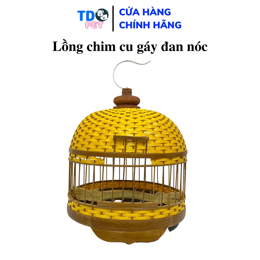 Lồng chim cu gáy đan nóc TD PET nổi bật chất liệu trúc đẹp hàng kỹ có móc đi kèm