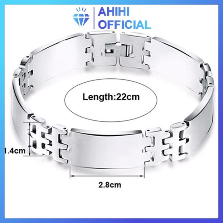 Lắc tay titan nam cao cấp đẹp sang trọng inox thép không gỉ kiểu bảng trơn to ahihi.officialstore kích cỡ 13mm PTLTNA99