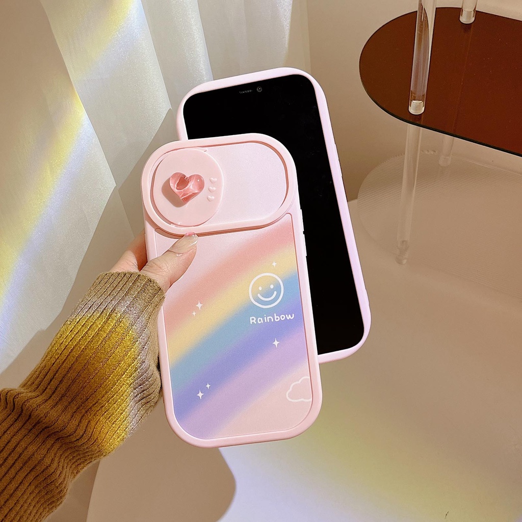 Ốp Điện Thoại Chống Sốc Có Nắp Trượt Bảo Vệ Camera Màu Cầu Vồng Cho Iphone 14 13 Xr 12 13 Xs Max Xr