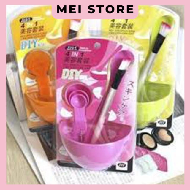 Bộ Dụng Cụ Chén Cọ Muỗng Trộn Mặt Nạ Đắp Mặt Tại Nhà 4in1 Tiện Lợi