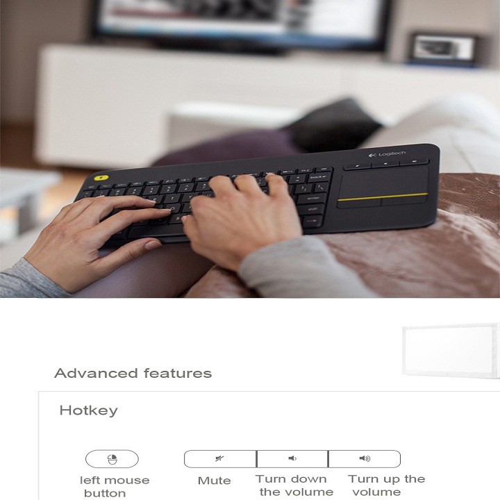 Bàn phím không dây Logitec K400 Plus TV (Đen) cao cấp - Bàn phím không dây