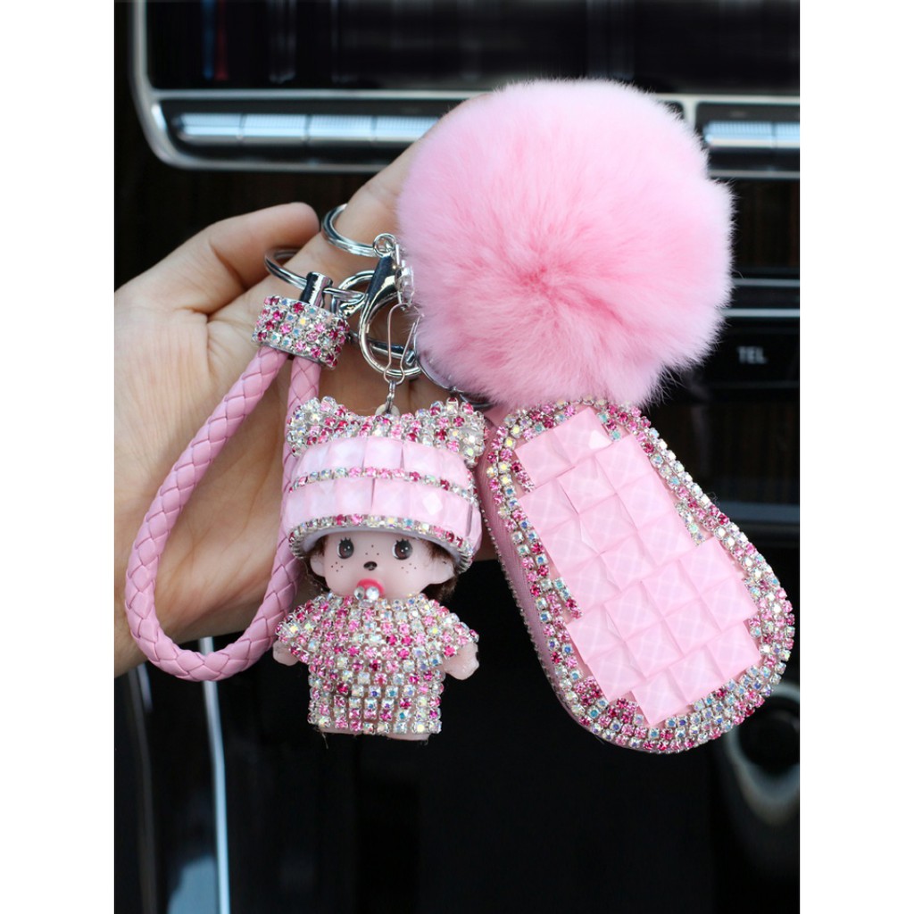 Bảo vệ chìa khóa ô tô nắp kim cương khỉ dễ thương Hàn Quốc sáng tạo