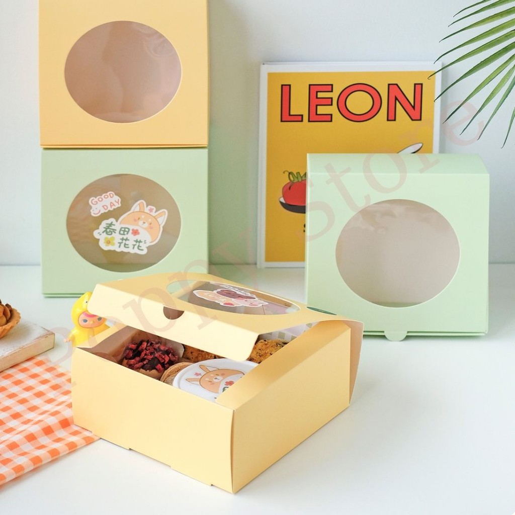 Hộp đựng bánh, hộp giấy đựng tart trứng, kẹo, đựng quà, màu pastel dễ thương, kích thước 16x16x7cm  - POPPY STORE
