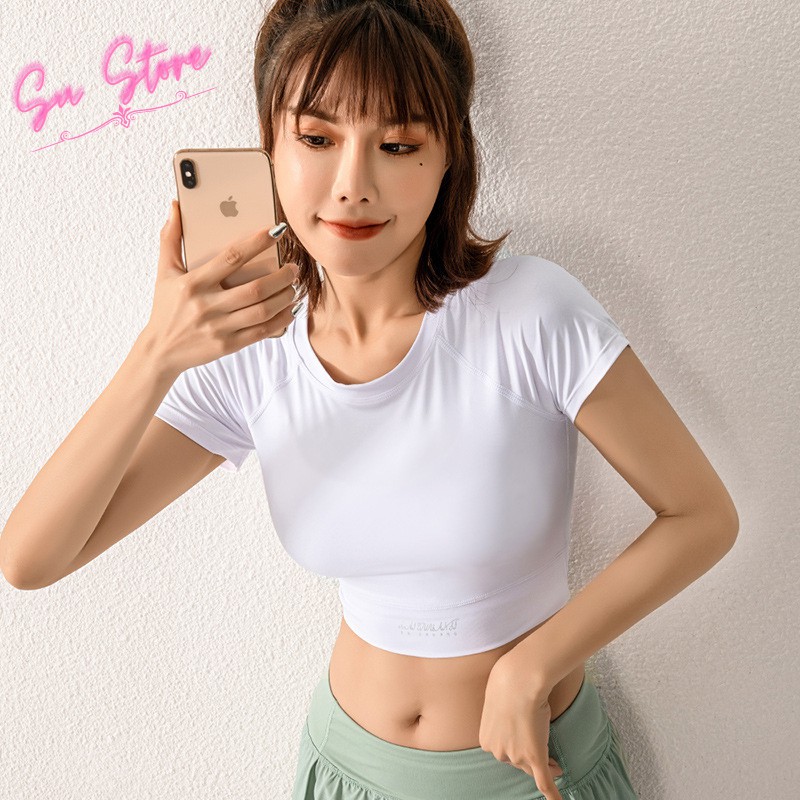 Áo Thun Nữ Cotton Tập Thể Thao, Áo Croptop Tay ngắn - 062