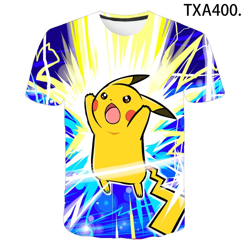 Áo Thun Tay Ngắn In Họa Tiết Hoạt Hình Pokemon 3D Thời Trang Mùa Hè Cho Bé Trai Và Gái