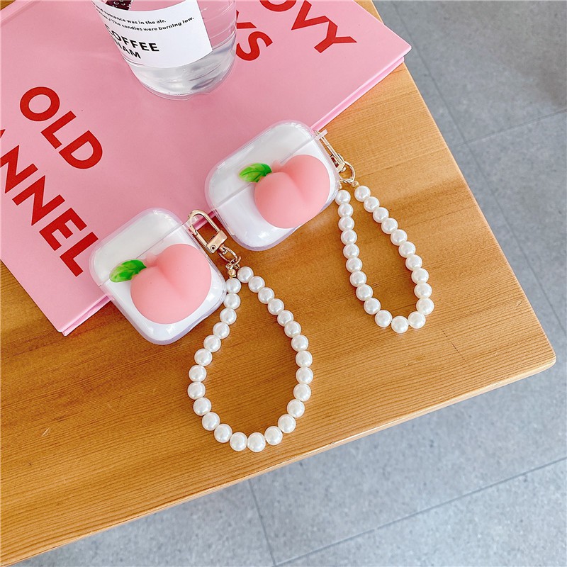 Vỏ TPU Mềm Bảo Vệ Hộp Đựng Tai Nghe Hình Quả Đào Dễ Thương Cho Airpods Pro Airpods 1/2