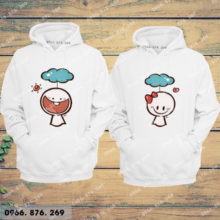 Áo đôi hoodie cực dễ thương ( tặng móc khóa đôi)