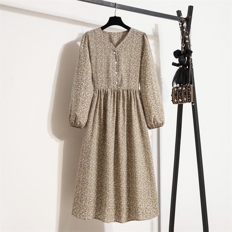 Đầm Chiffon Chữ A Tay Dài In Họa Tiết Hoa Phong Cách Hồi Giáo Thời Trang Cho Nữ