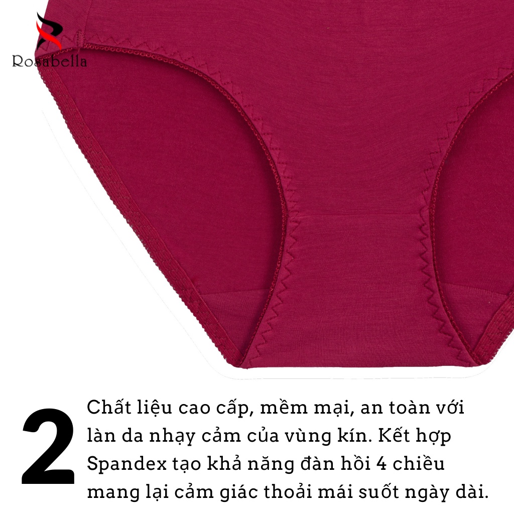 Quần Lót Nữ Nano ROSABELLA Chất Vải Cao Cấp Mềm Mại Đàn Hồi Dáng Quần Cạp Trung Viền Nhỏ Tinh Tế W04