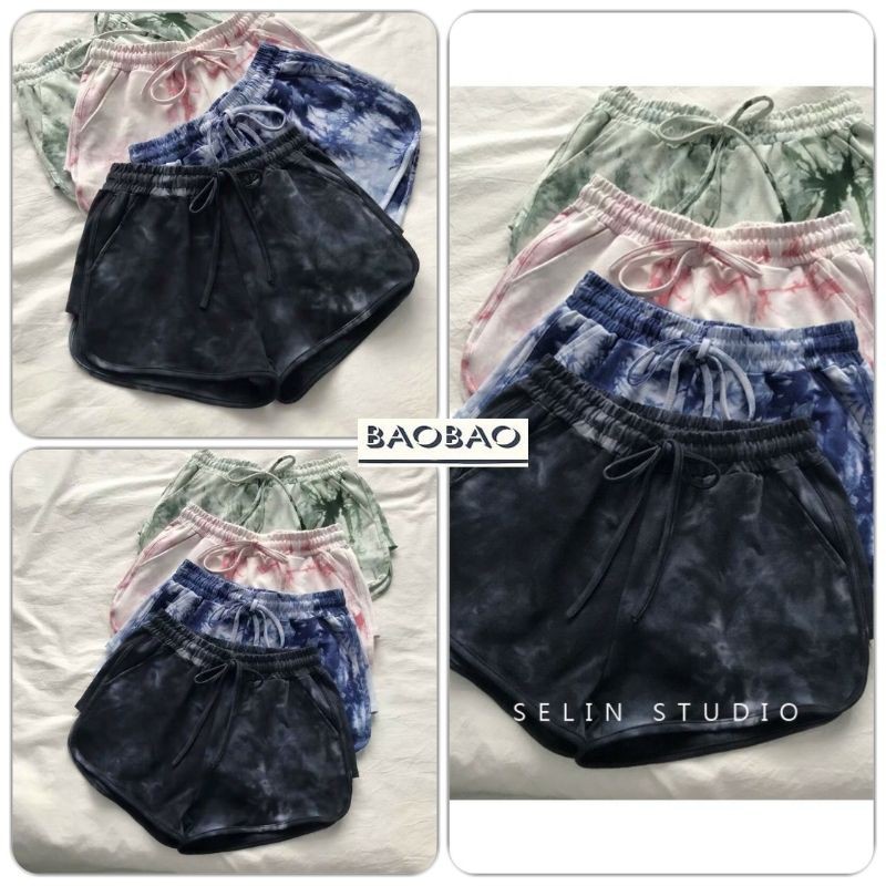 Quần Đùi Cộc Loang Màu Mặc Ở Nhà - BaoBao.Clothing [FREESHIP] - Short lửng ống rộng chất thun co giãn, màu sắc nổi bật