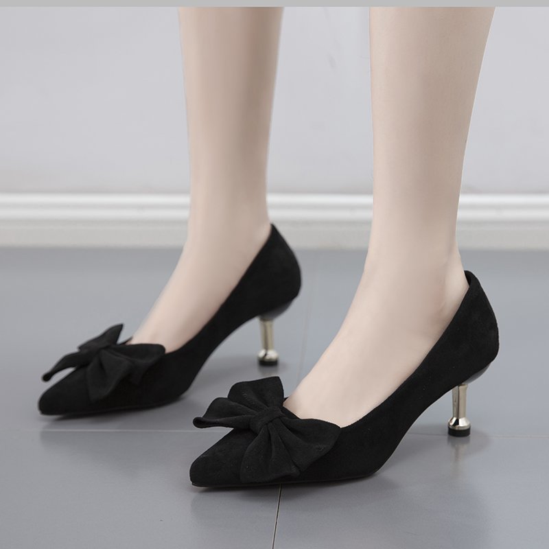 Giày Cao Gót Thời Trang Nữ Có Bowknot, Cỡ Nhỏ 34 Giày Cưới Màu Đỏ, Pumps Mũi Nhọn Màu Đen Cho Nữ Công Sở