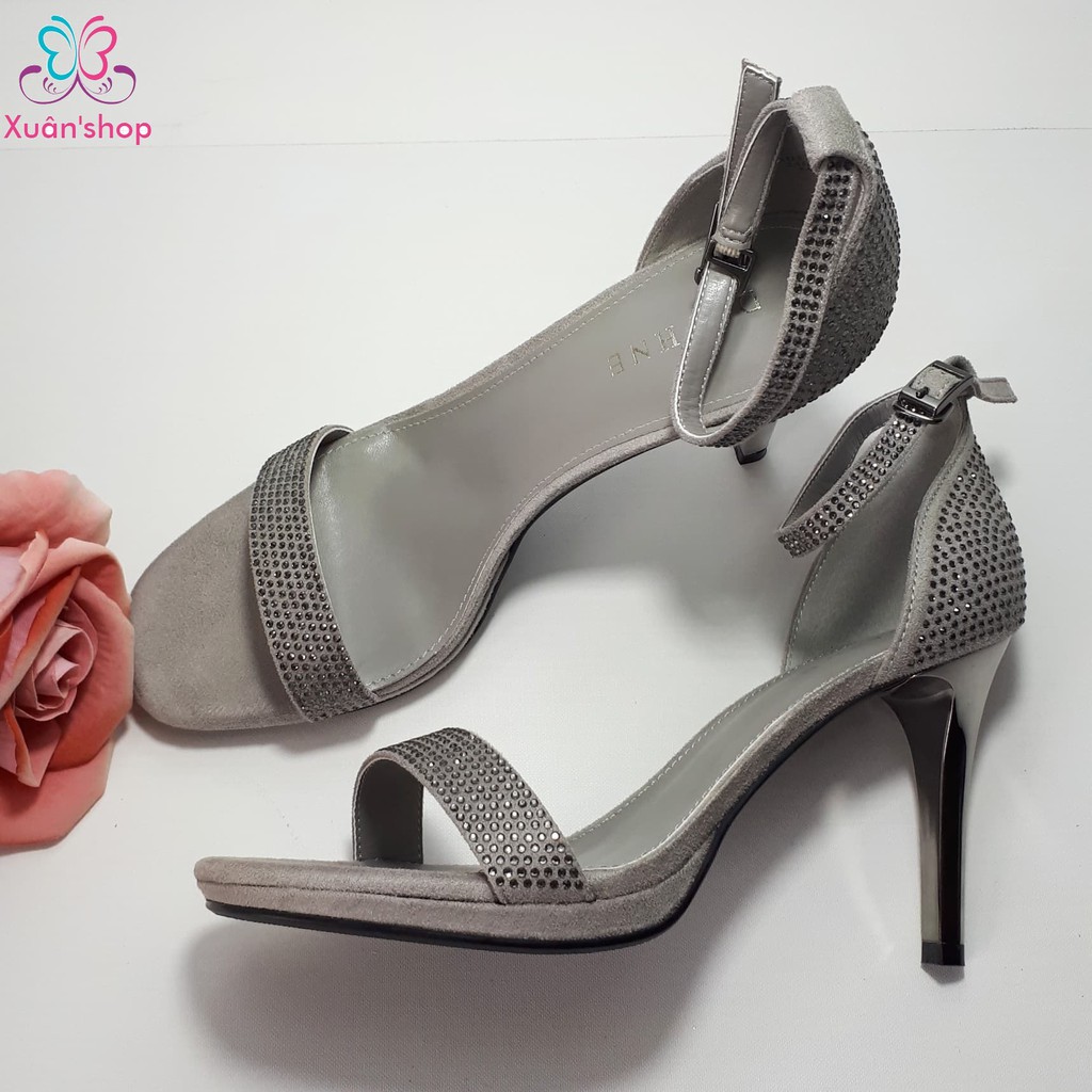 Giày cao gót Daphne quai ngang đính đá sang trọng, gót nhọn 9cm (size 39)