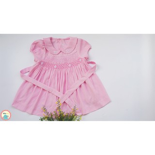 Đầm smock cổ sen cho bé gái