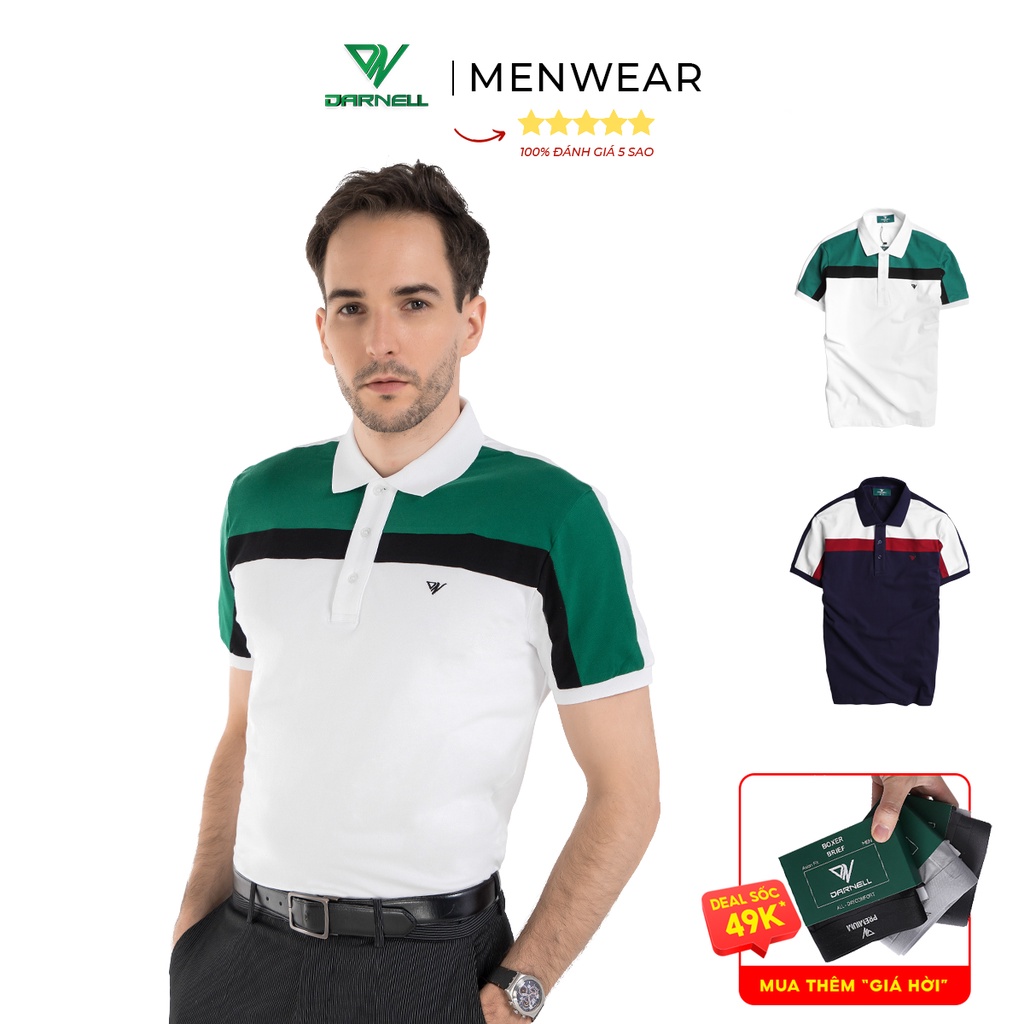 Áo thun polo nam DARNELL tay ngắn chất cotton cao cấp mềm mại slimfit phối màu hiện đại, nhẹ thoáng mát DN721