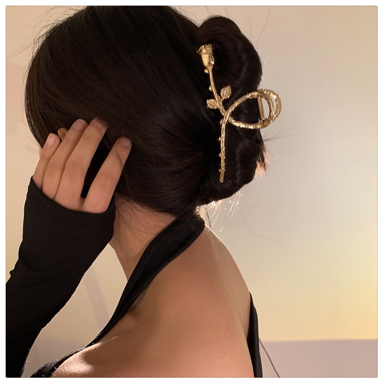 Kẹp Tóc Kim Loại Hình Hoa Hồng Thanh Lịch Phong Cách retro