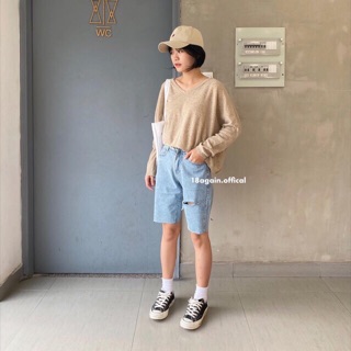 Quần Jeans Ngố Nữ Rách 1 Line