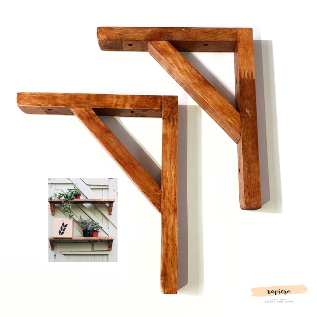 Bộ chân kệ gỗ treo tường, eke gỗ, giá đỡ chữ L dùng đóng kệ trang trí, treo chậu cây cảnh- XAVIERO decor