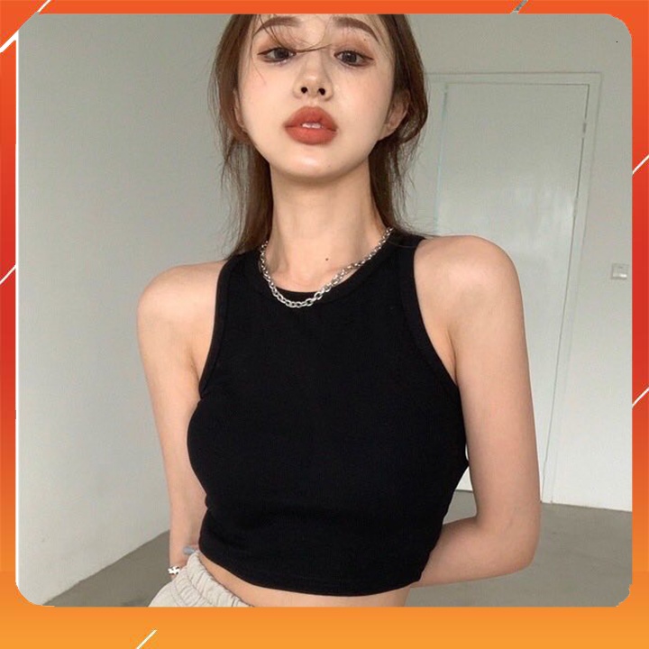Áo ba lỗ croptop nữ KAMONG dáng áo 3 lỗ ôm chất liệu thun cotton 100% co dãn mạnh A06
